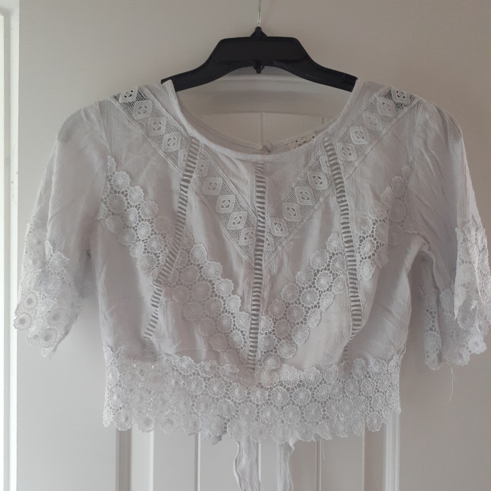 White lace crop top